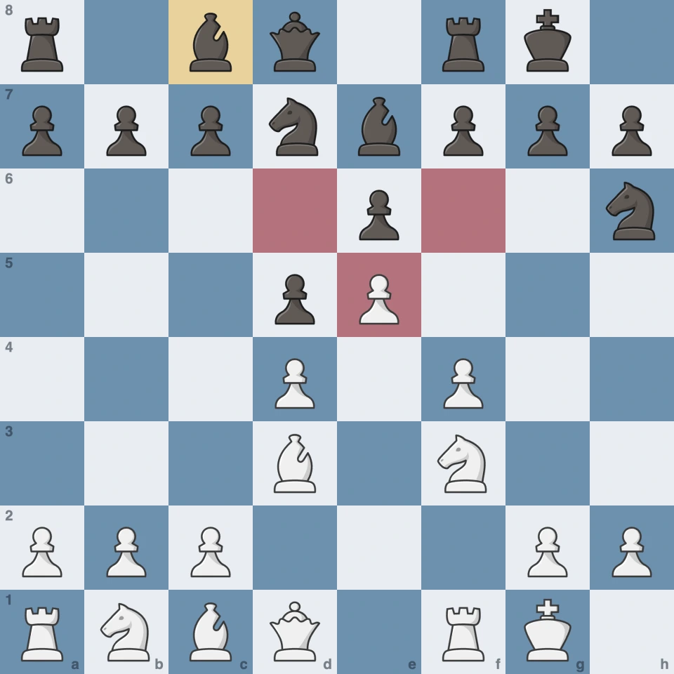 French Defense after 7.O-O: the e5 pawn takes d6 and f6 away from Black, the c8 bishop is locked in